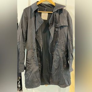 Black Moncler Trench Style Rain Coat